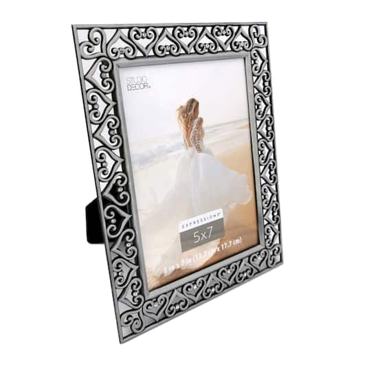Expressions™ Pewter Hearts Jeweled Frame by Studio Décor
